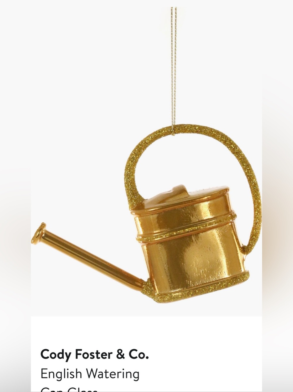 NWT Cody & Foster English Watering can Glass Glass Ornament $26.25 MSRP